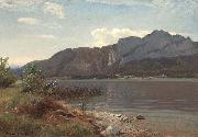 Hans Gude Painting Landskap fra Drachenwand ved Mondsee oil on canvas